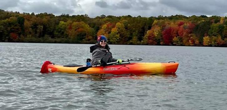 Jessica DeCaro on a kayak