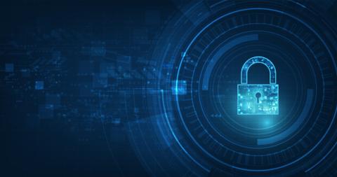 Graphic in blue with a lock