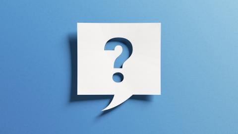 ? mark captioned on a blue background