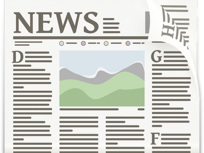 Graphic of front page newspaper with word NEWS at the top left.