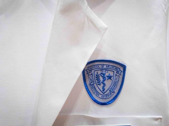 Close up of Case Western Reserve School of Medicine student lab coat