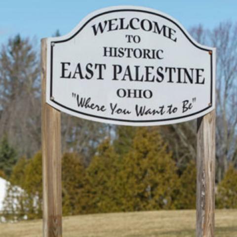 Welcome sign in East Palestine, Ohio