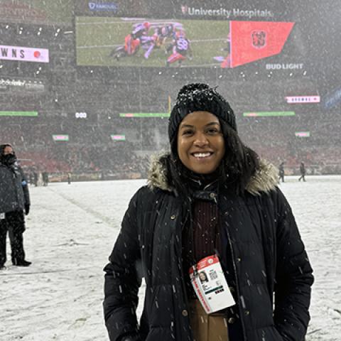 Rachel Gardenhire on Cleveland Browns field
