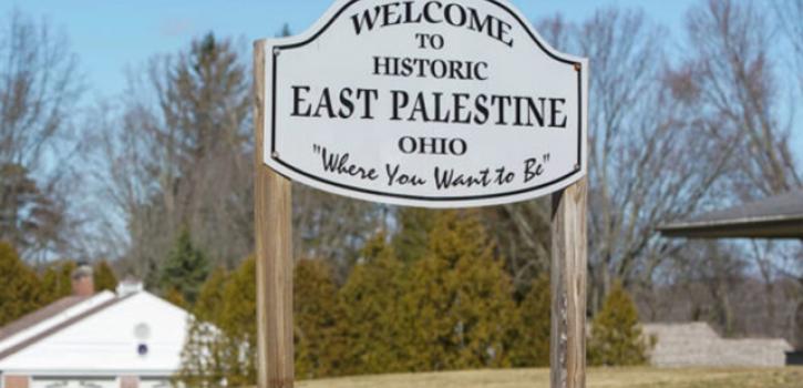 Welcome sign in East Palestine, Ohio