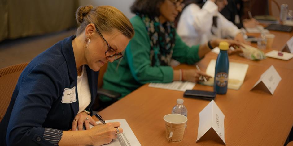 Students in class working 