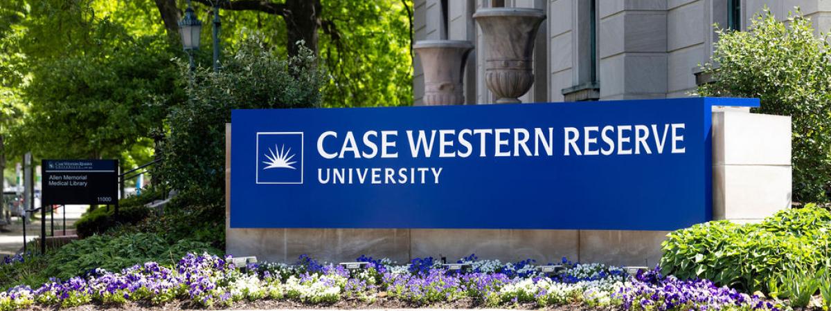 CWRU Sign on intersection of Euclid and Adelbert Avenues