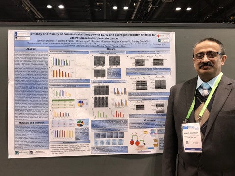 image of Eswar Shankar next to infographic