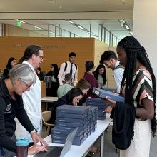 student receiving stethoscope