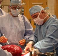 Doctors performing surgery