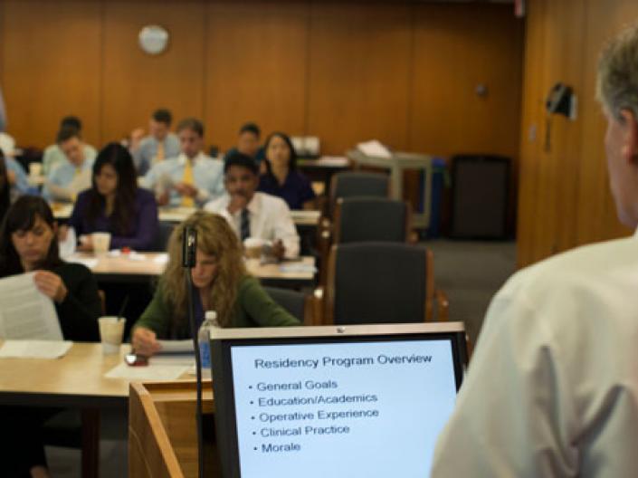 A professor teaching a class.