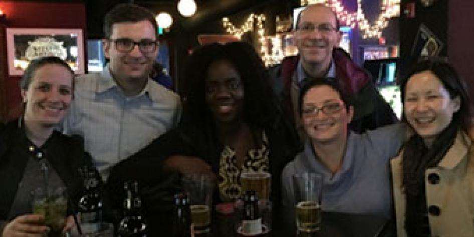 Vascular team, social gathering 2014 with six people in a bar setting