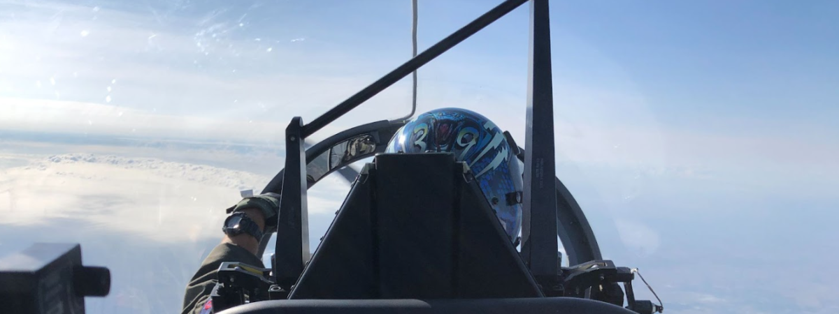 POV photo of inside fighter jet cockpit