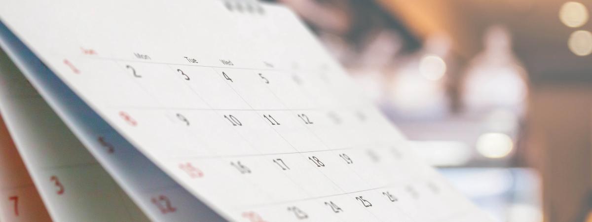 Out of focus image of a wall calendar