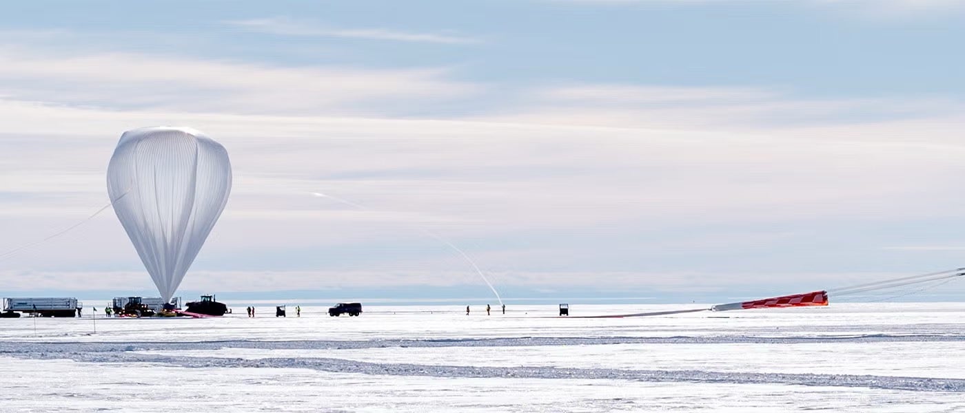A balloon telescope launches in Antarctica. Photo credit: Jared May