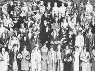 Undated black and white group photo from Flora Stone Mather College