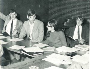 CWRU senate meeting in 1970