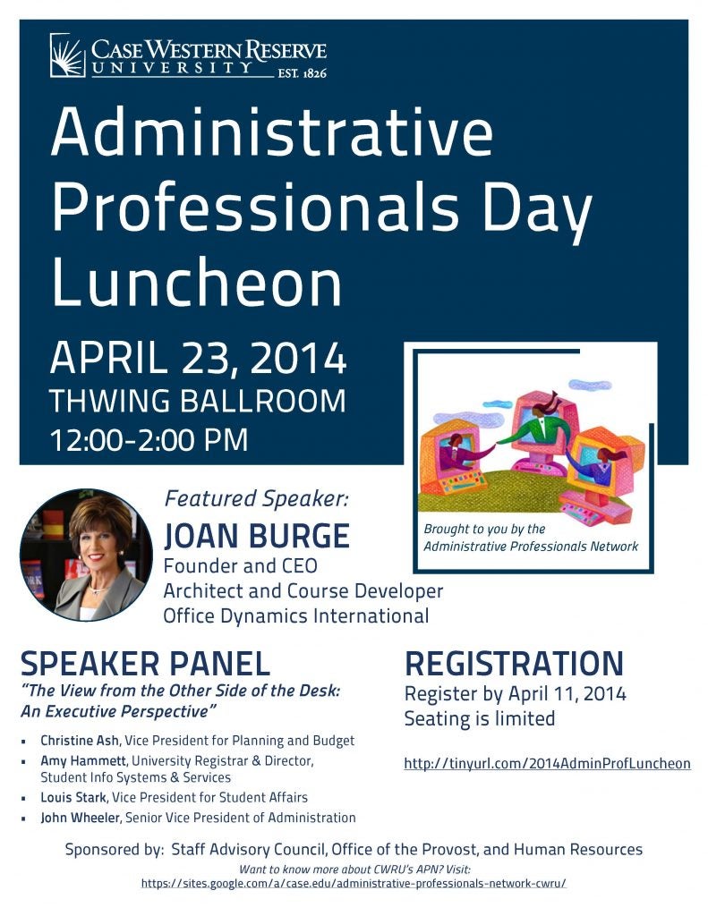 flier for CWRU Administrative Professionals Day luncheon