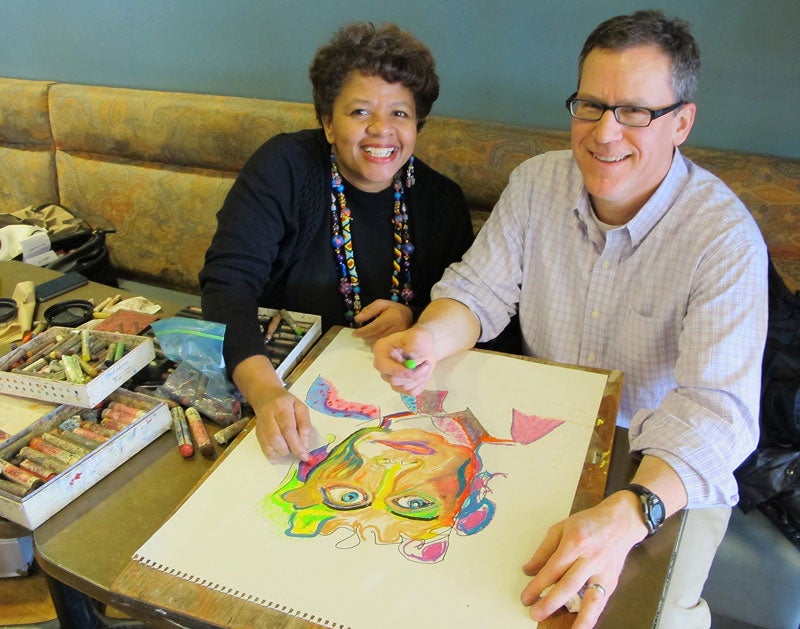 photo of Anna and Lance Vernon with their artwork