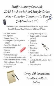 Back-to-school supply drive flyer