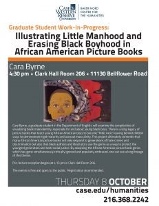 “Illustrating Little Manhood & Erasing Black Boyhood in African-American Picture Books" flyer