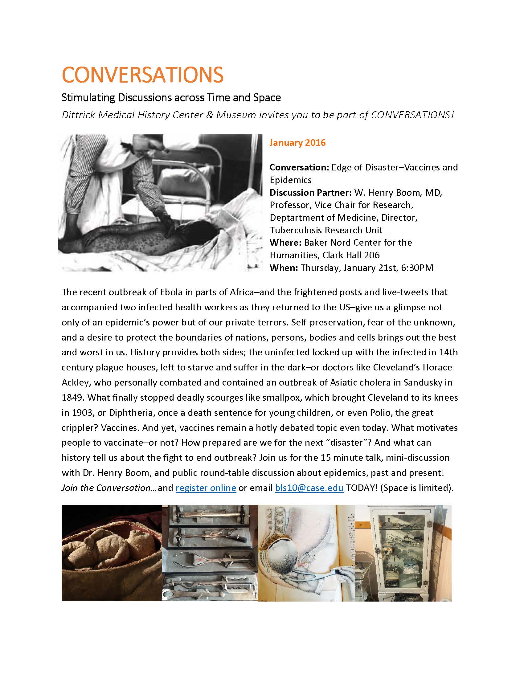 flier for Dittrick Center Conversation Series