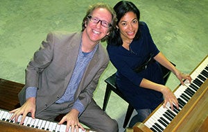 Pierre van der Westhuizen and Lara Kalafatis test out pianos