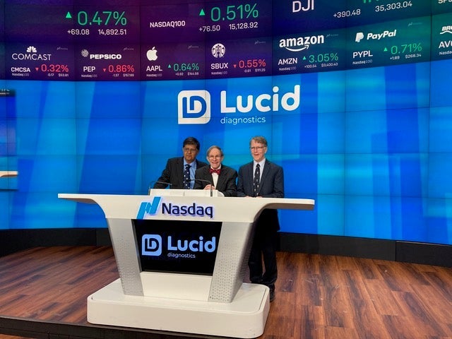 Photo of the Lucid Diagnostics founders the Nasdaq desk