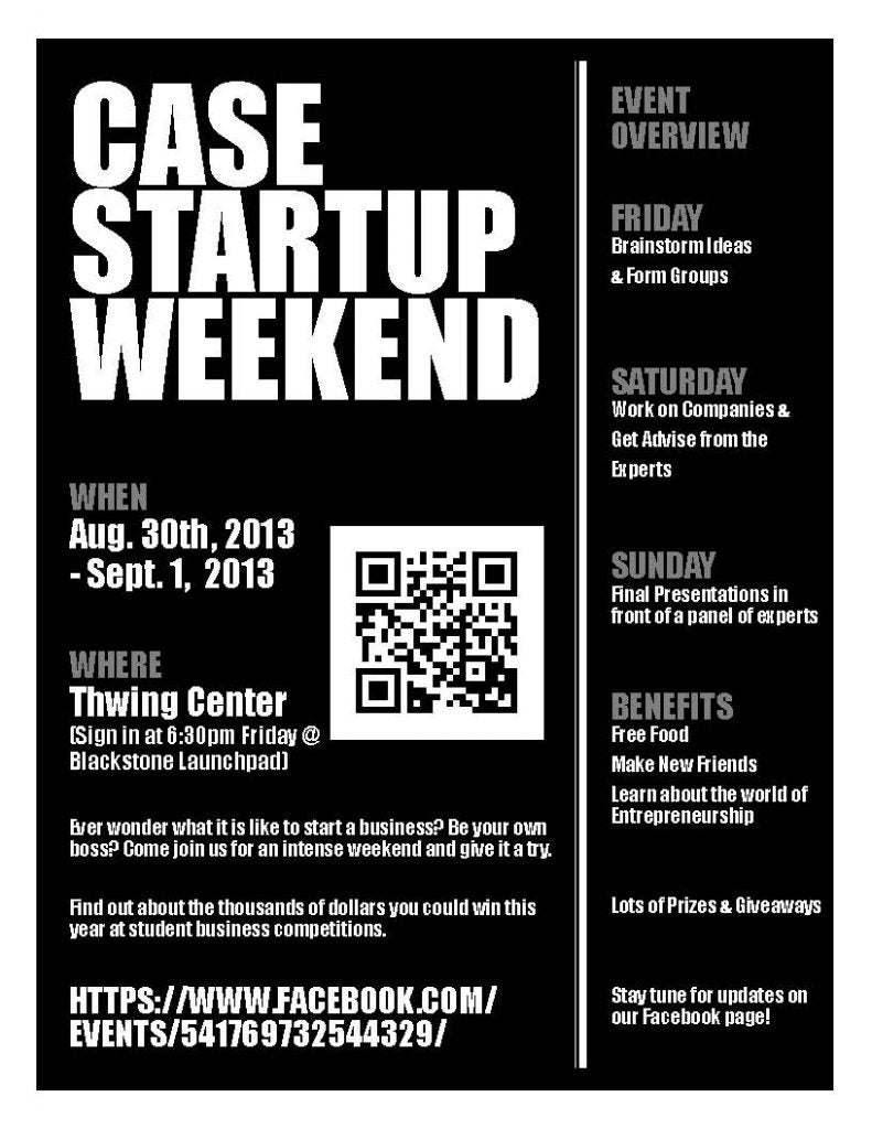 CWRU Startup Weekend flier