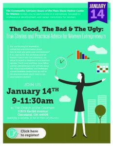 Flora Stone Mather Center for Women Entrepreneurship workshop flyer