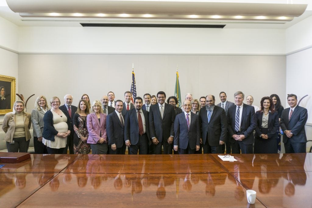More than 20 university administrators and faculty members and staff from the School of Dental Medicine attended the signing ceremony Tuesday, in addition to a delegation from Qassim University.