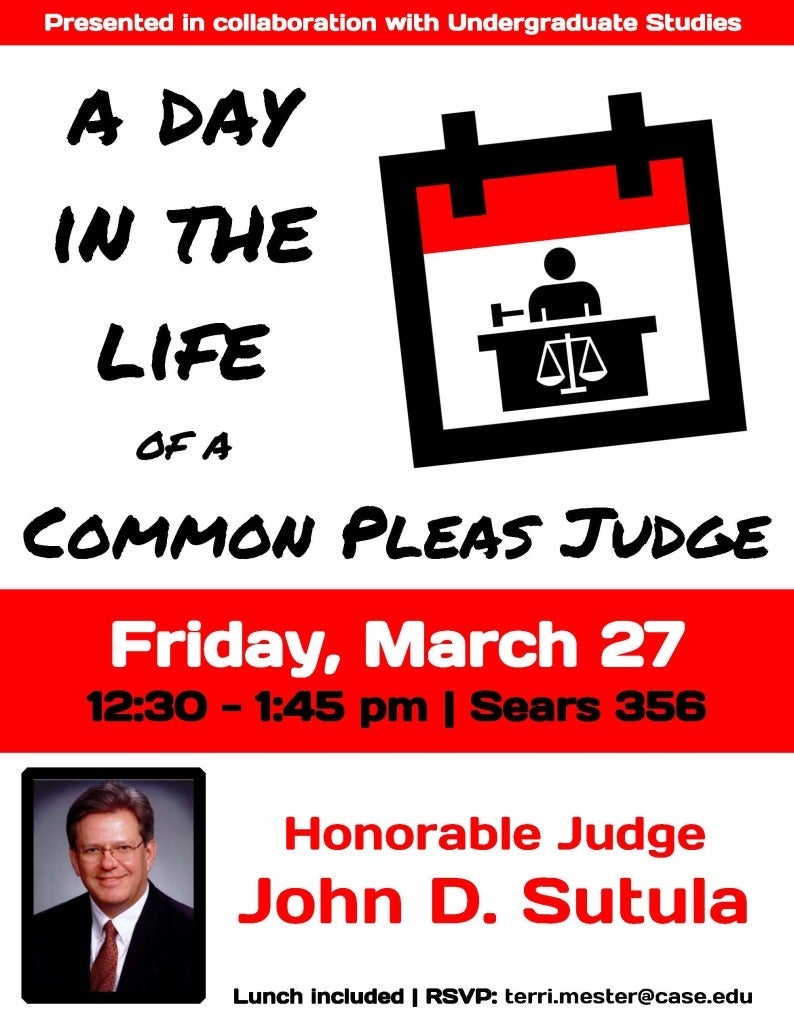 flier for common pleas judge event at CWRU