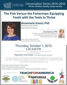 “The Fish Versus the Fisherman: Equipping Youth with the Tools to Thrive" flyer