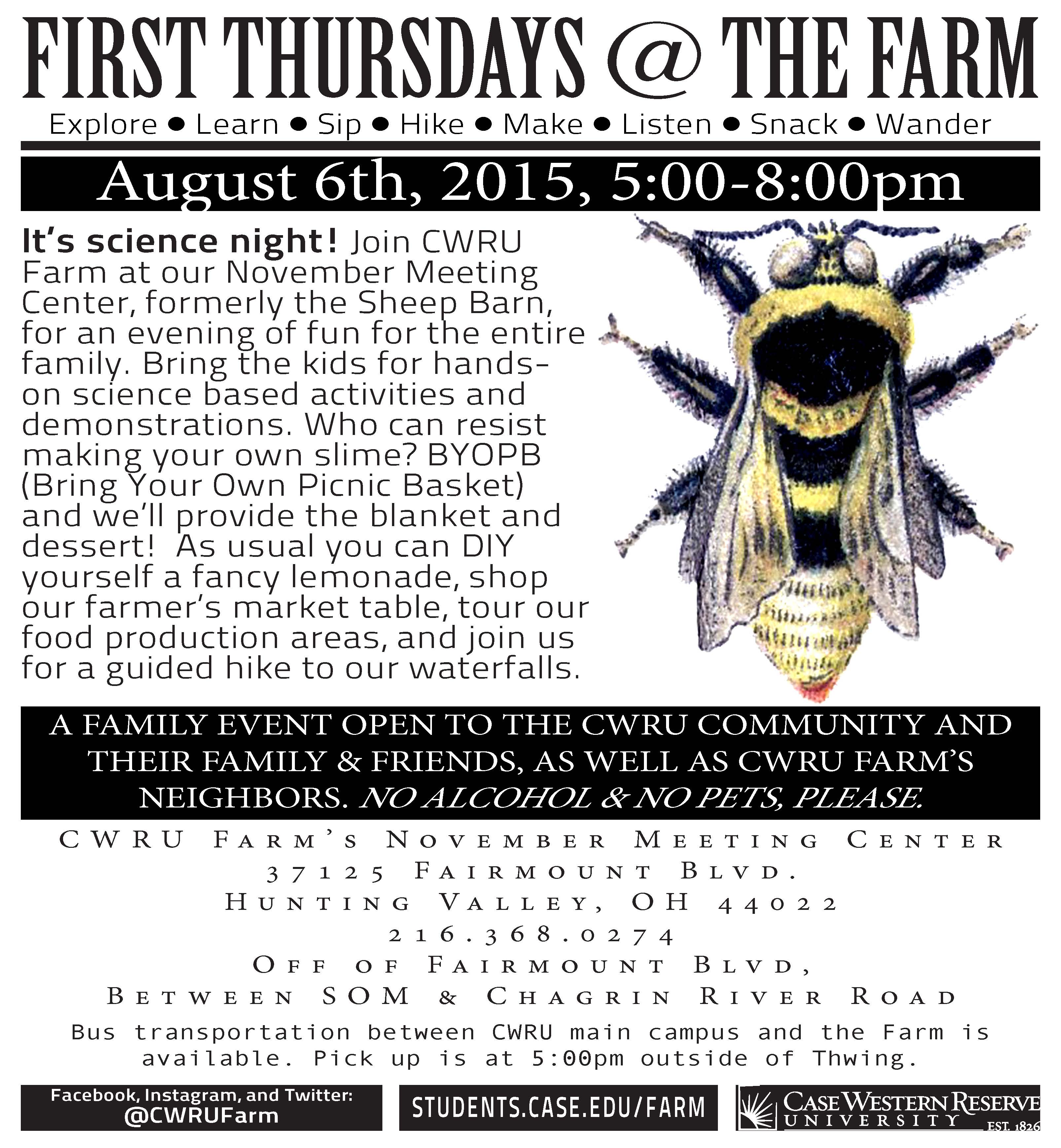 First Thursdays at the Farm August 2015 flyer