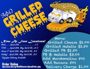alpha phi omega grilled cheese sale flyer