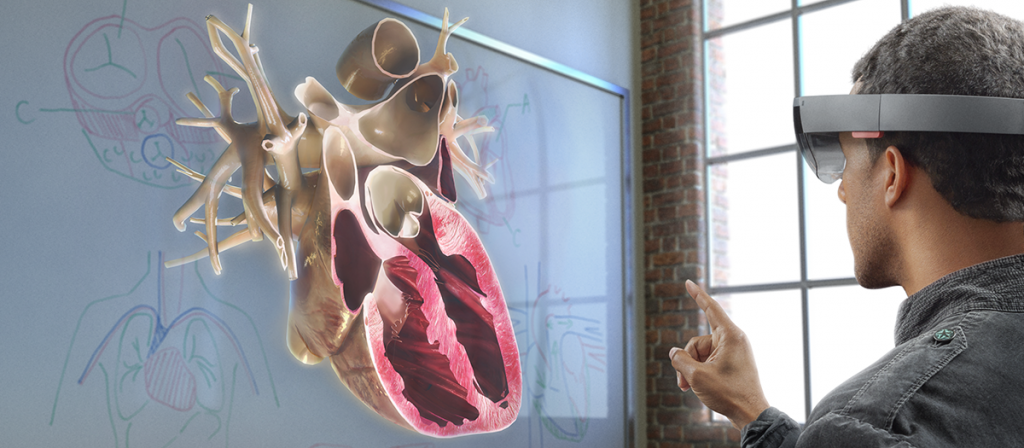 CWRU student using Microsoft HoloLens