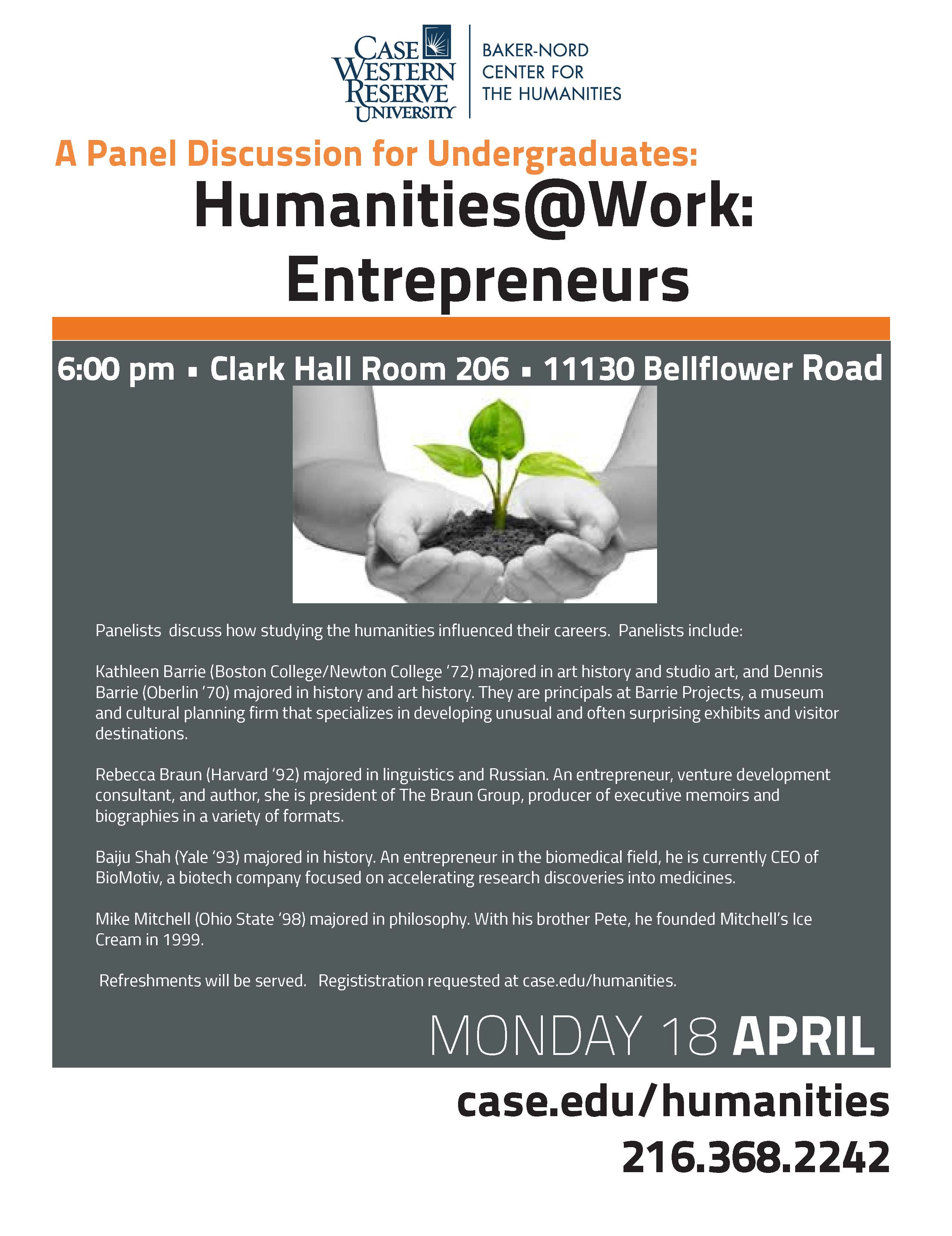 Humanites@Work Entrepreneurs flyer
