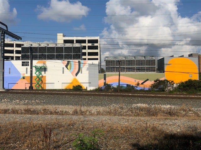 Photo showing the new mural in progress