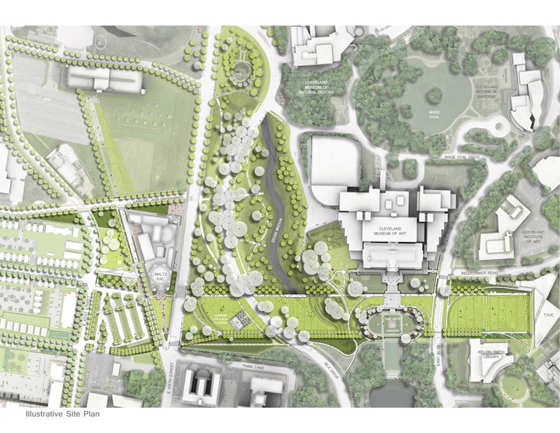 illustrative site plan of the CWRU Cleveland Museum of Art greenway project