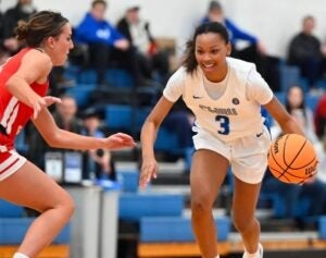 Maya Roberts during a women's basketball game