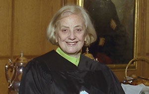 Muriel Siebert after earning her honorary doctorate at Case Western Reserve.