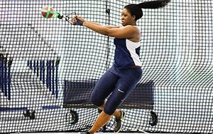 Temi Olimabu competing in track and field event