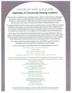 Violins of Hope concert viewing locations flyer