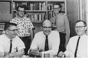 early 1960s photo of Texas Instruments engineers, including Charles H. Phipps