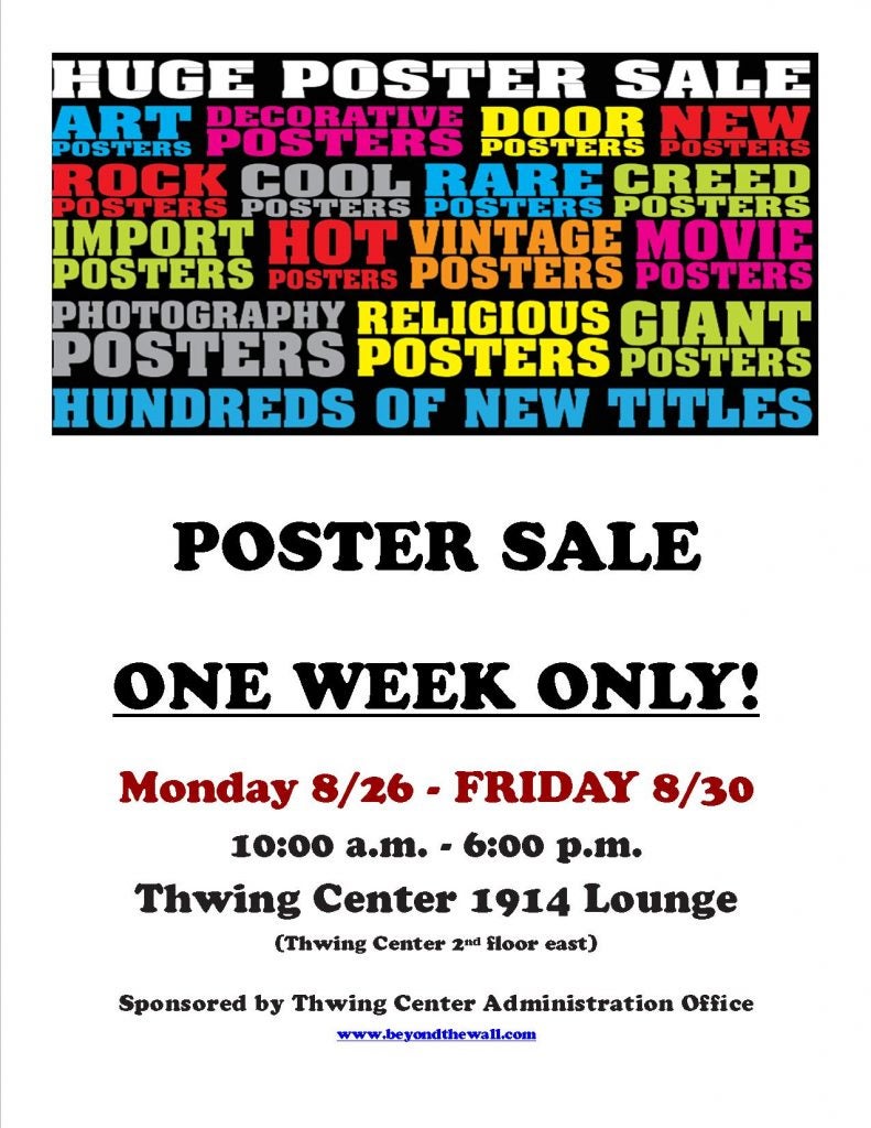 Thwing Center poster sale flier