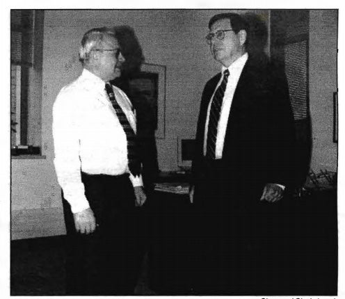 Photo of Ricard Zdanis and Agnar Pytte standing together talking
