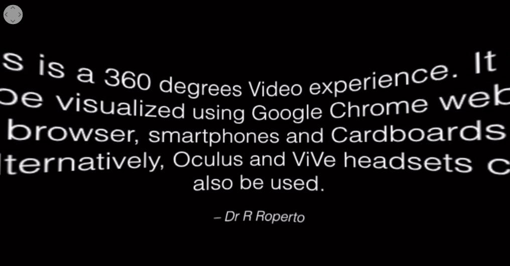 Screenshot from Renarto Roperto's 360-degree video versions of his lectures. This slide features instructions for the course