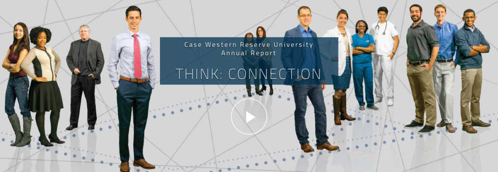 CWRU annual report graphic with images of participants