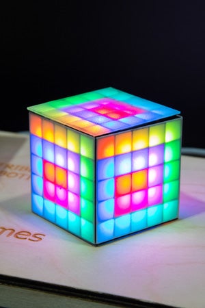 Photo of glowing cube prototype