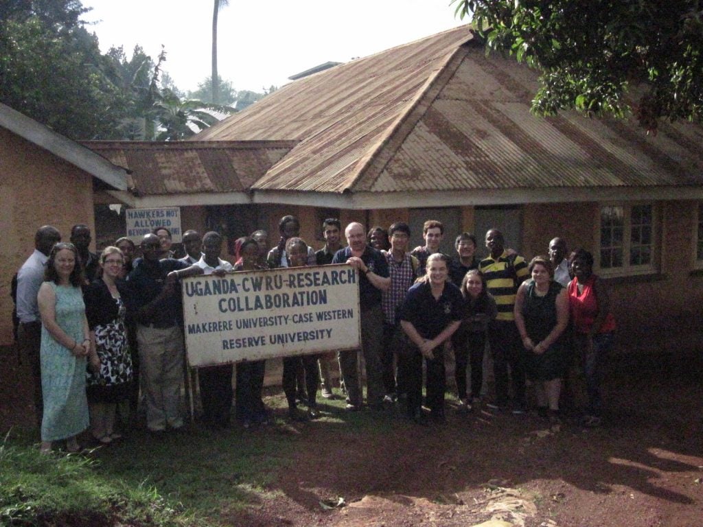 Team photo of students and faculty involved in Uganda global health project