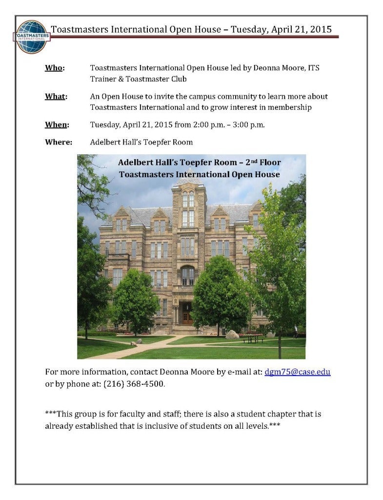 toastmasters open house flyer